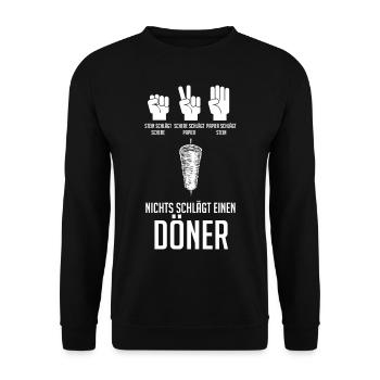 Dönerspieß Kebab Döner - Unisex Pullover - Schwarz - Vorne - Alina (178cm) & Michal (187cm)