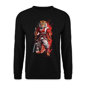 Tiger Samurai Warrior Ninja Aesthetic Oni Yokai - Unisex Sweatshirt - black - Front - Alina (178cm) & Michal (187cm)