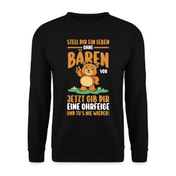 Braunbär Bär - Unisex Pullover - Schwarz - Vorne - Alina (178cm) & Michal (187cm)