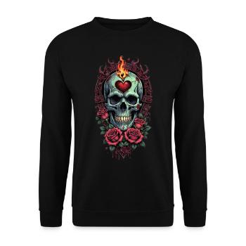 Skull in Love - Unisex Pullover - Schwarz - Vorne - Alina (178cm) & Michal (187cm)