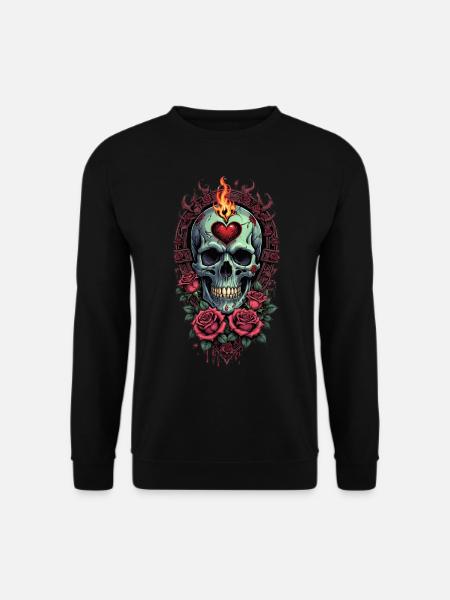 Skull in Love - Unisex Pullover - Schwarz