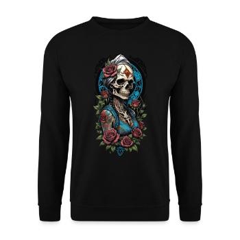 Roses of red - Unisex Pullover - Schwarz - Vorne - Alina (178cm) & Michal (187cm)
