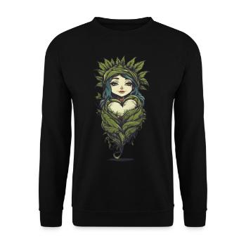 Magische Pflanzenliebe Tattoo Style - Unisex Pullover - Schwarz - Vorne - Alina (178cm) & Michal (187cm)