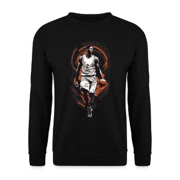 Basketball Dribbling Aesthetic Player Streetwear - Unisex Pullover - Schwarz - Vorne - Alina (178cm) & Michal (187cm)