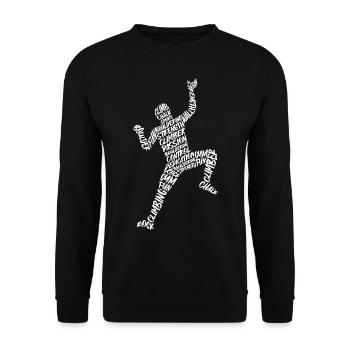 Escalade Montagnes Alpinistes Typographie Bloc - Sweat-shirt Unisexe - noir - Devant - Alina (178cm) & Michal (187cm)