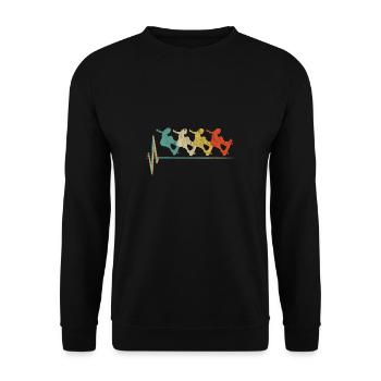 Skater Herzschlag Skateboard Longboard Halfpipe - Unisex Pullover - Schwarz - Vorne - Alina (178cm) & Michal (187cm)