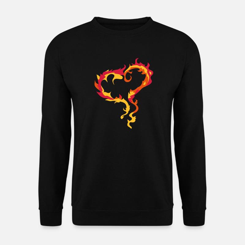 Herz aus Flammen - Unisex Pullover - Schwarz