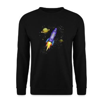 Fusée dans l'espace - Sweat-shirt Unisexe - noir - Devant - Alina (178cm) & Michal (187cm)