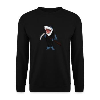 Father shark - Unisex Sweatshirt - black - Front - Alina (178cm) & Michal (187cm)