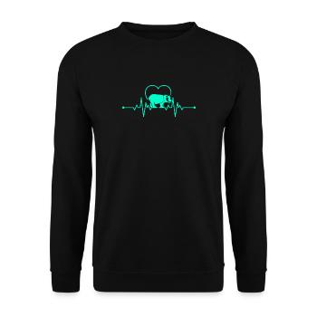 Nilpferd Hippo - Unisex Pullover - Schwarz - Vorne - Alina (178cm) & Michal (187cm)