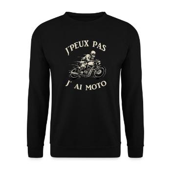 Motif Motard Vintage Liberté - Sweat-shirt Unisexe - noir - Devant - Alina (178cm) & Michal (187cm)