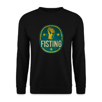fisting logo t-shirt design XXX sex porn gift idea - Sweat-shirt Unisexe - noir - Devant - Alina (178cm) & Michal (187cm)