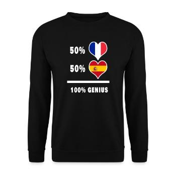France et Espagne 100 % Genial / Cadeau - Sweat-shirt Unisexe - noir - Devant - Alina (178cm) & Michal (187cm)