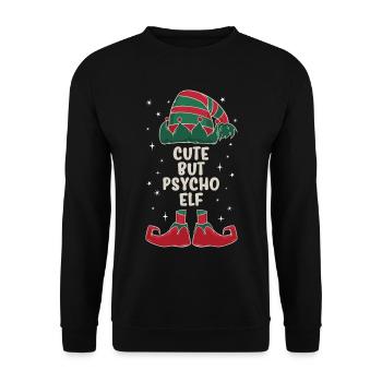 mignon mais psycho elfe partenaire cadeau de Noël - Sweat-shirt Unisexe - noir - Devant - Alina (178cm) & Michal (187cm)