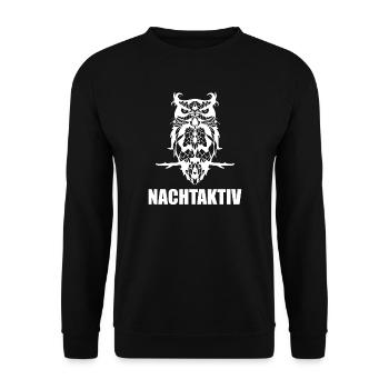 Nachtaktiv Eule DJ Streetwear Statement - Unisex Pullover - Schwarz - Vorne - Alina (178cm) & Michal (187cm)
