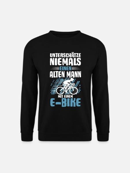 Alter Mann mit E-Bike - Unisex Pullover - Schwarz