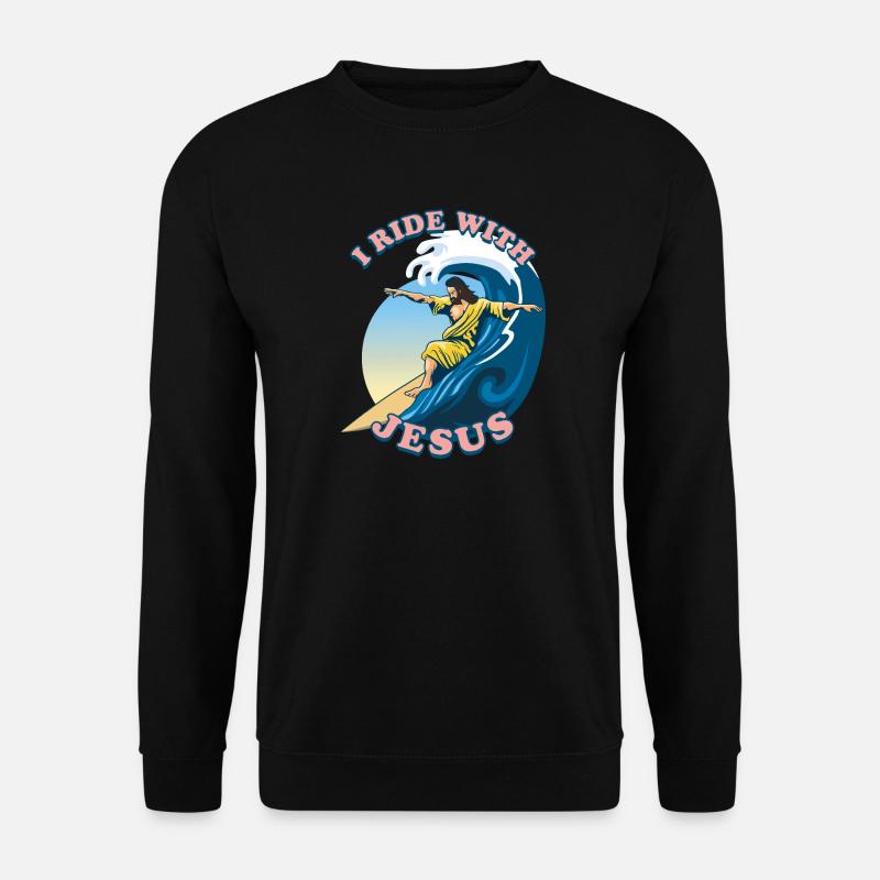 Ich fahre mit Jesus | Jesus Christus Surfer - Unisex Pullover - Schwarz