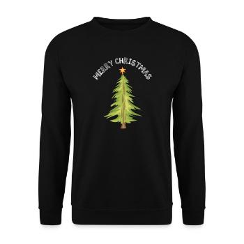merry christmas tree xmas symbol fir tree forest - Unisex Sweatshirt - black - Front - Alina (178cm) & Michal (187cm)
