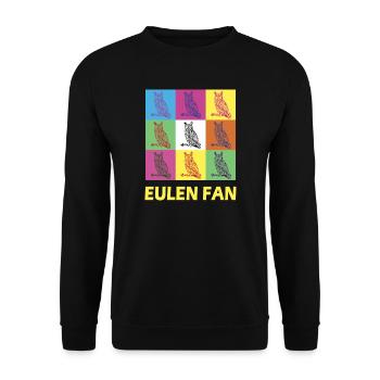 Eulen Fan Design - Unisex Pullover - Schwarz - Vorne - Alina (178cm) & Michal (187cm)