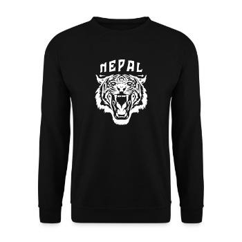 Tiger Head | Nepal - Unisex Sweatshirt - black - Front - Alina (178cm) & Michal (187cm)