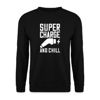 Supercharge And Chill - for electric car fans - Unisex Sweatshirt - black - Front - Alina (178cm) & Michal (187cm)