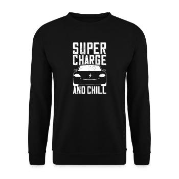 Supercharge And Chill - for electric car fans - Unisex Sweatshirt - black - Front - Alina (178cm) & Michal (187cm)
