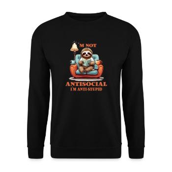 Clever sloth with book - Unisex Sweatshirt - black - Front - Alina (178cm) & Michal (187cm)