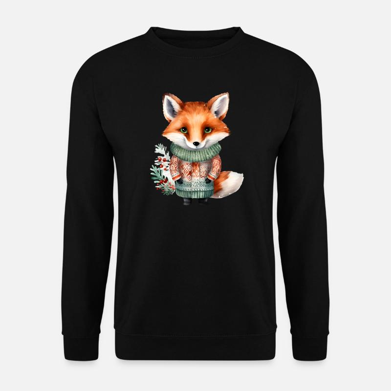 Renard d’hiver en pull - Sweat-shirt Unisexe - noir