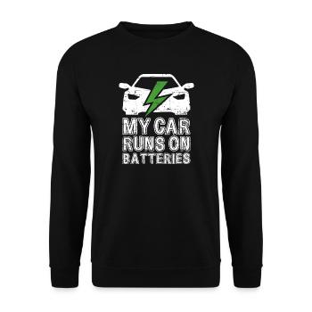 Ma voiture fonctionne sur batteries eCar Voiture électrique - Sweat-shirt Unisexe - noir - Devant - Alina (178cm) & Michal (187cm)