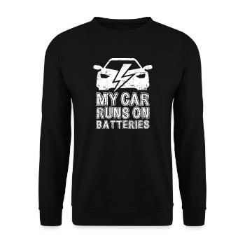 My Car Runs On Batteries eCar Electric Car - Unisex Sweatshirt - black - Front - Alina (178cm) & Michal (187cm)