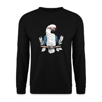 Papagei mit Brille - Unisex Pullover - Schwarz - Vorne - Alina (178cm) & Michal (187cm)