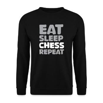 manger dormir échecs répéter dictons drôles jeu d’échecs - Sweat-shirt Unisexe - noir - Devant - Alina (178cm) & Michal (187cm)