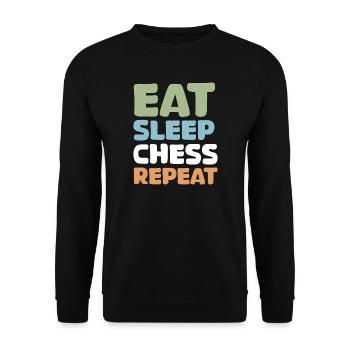 retro chess funny sayings eat sleep repeat - Unisex Sweatshirt - black - Front - Alina (178cm) & Michal (187cm)