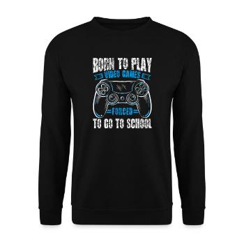 Born to gamble, forced to go to school, gaming - Unisex Sweatshirt - black - Front - Alina (178cm) & Michal (187cm)