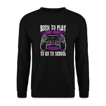 Born to gamble, forced to go to school, gaming - Unisex Sweatshirt - black - Front - Alina (178cm) & Michal (187cm)