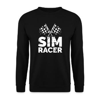 Sim Racer Gaming Checkered Flag Gamer Racer Logo - Unisex Sweatshirt - black - Front - Alina (178cm) & Michal (187cm)