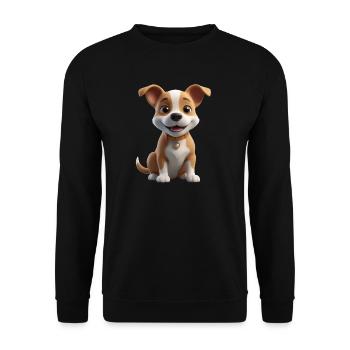Süßes Hündchen mit Herzchen - Unisex Pullover - Schwarz - Vorne - Alina (178cm) & Michal (187cm)