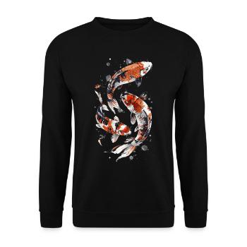 Conception astucieuse de poisson Koi, conception élégante de Koi - Sweat-shirt Unisexe - noir - Devant - Alina (178cm) & Michal (187cm)