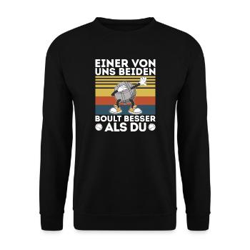 L’un de nous deux boult - bouler petanque - Sweat-shirt Unisexe - noir - Devant - Alina (178cm) & Michal (187cm)