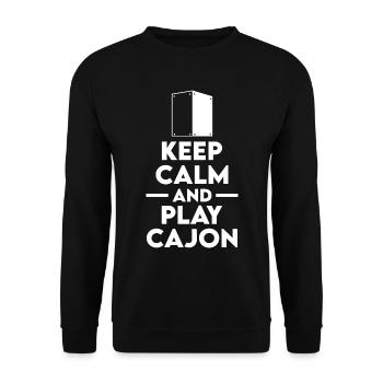 Cajon - Keep calm and play Cajon Player - Unisex Sweatshirt - black - Front - Alina (178cm) & Michal (187cm)