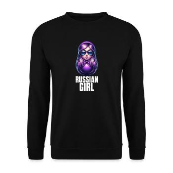 Russian Girl! Russland Matrjoschka Russisch für - Unisex Pullover - Schwarz - Vorne - Alina (178cm) & Michal (187cm)