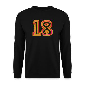 18. 18 YEARS OLD. 18th ANNIVERSARY. 18 BIRTHDAY. - Unisex Sweatshirt - black - Front - Alina (178cm) & Michal (187cm)