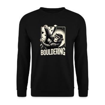 Bouldering Chimpanzee Climbing Gift - Unisex Sweatshirt - black - Front - Alina (178cm) & Michal (187cm)