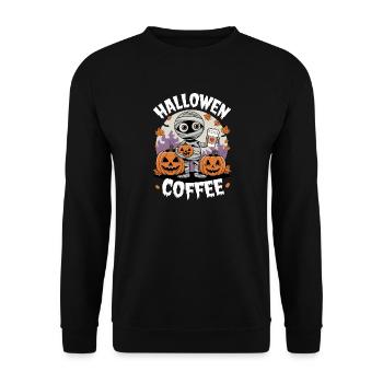 Momie d’Halloween avec des citrouilles et du café - Sweat-shirt Unisexe - noir - Devant - Alina (178cm) & Michal (187cm)