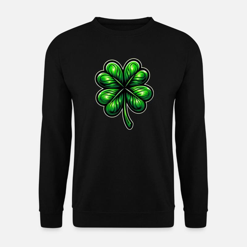 Vierblättriges Kleeblatt - Unisex Pullover - Schwarz