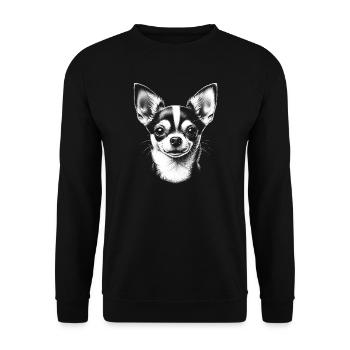 Tête de chihuahua dans le style de dessin en noir et blanc - Sweat-shirt Unisexe - noir - Devant - Alina (178cm) & Michal (187cm)
