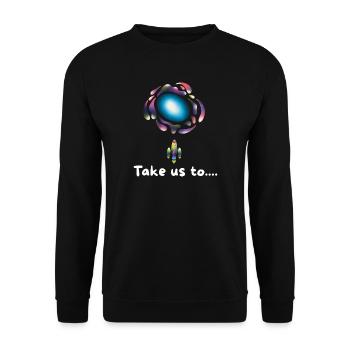 Neon Galaxy Rocket - Unisex Pullover - Schwarz - Vorne - Alina (178cm) & Michal (187cm)