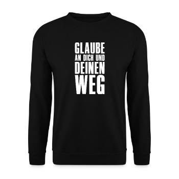 Glaube an Dich und Deinen Weg - Unternehmer - Unisex Pullover - Schwarz - Vorne - Alina (178cm) & Michal (187cm)