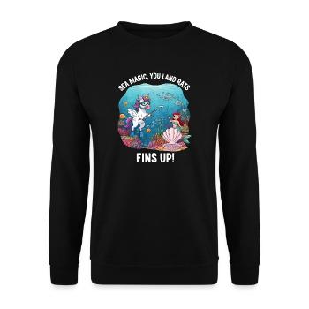 Sea Magic with Unicorn - Unisex Sweatshirt - black - Front - Alina (178cm) & Michal (187cm)