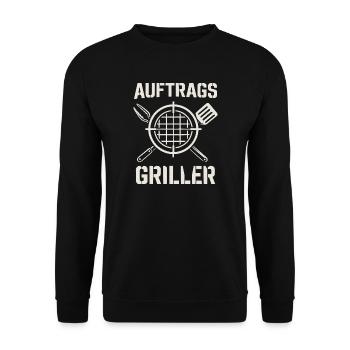 Auftrags Griller - lustiges Grill Shirt - Unisex Pullover - Schwarz - Vorne - Alina (178cm) & Michal (187cm)